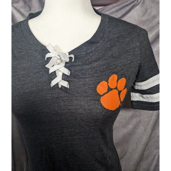 Charcoal Clemson Tigers All-Star Lace-Up Tri-Blend Tee Dress Size XS - Picture 7 of 8
